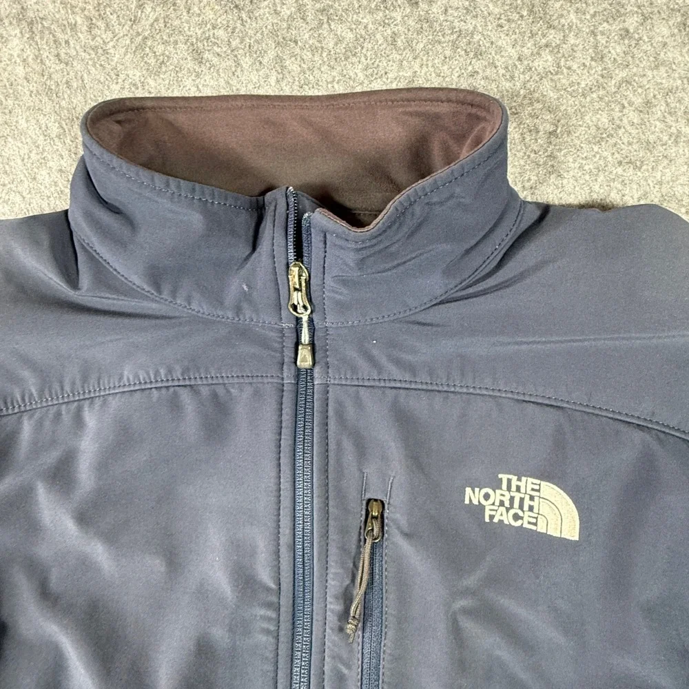 The North Face Softshell Jacket Men Large Navy Blue Fleece Lined Full Zip